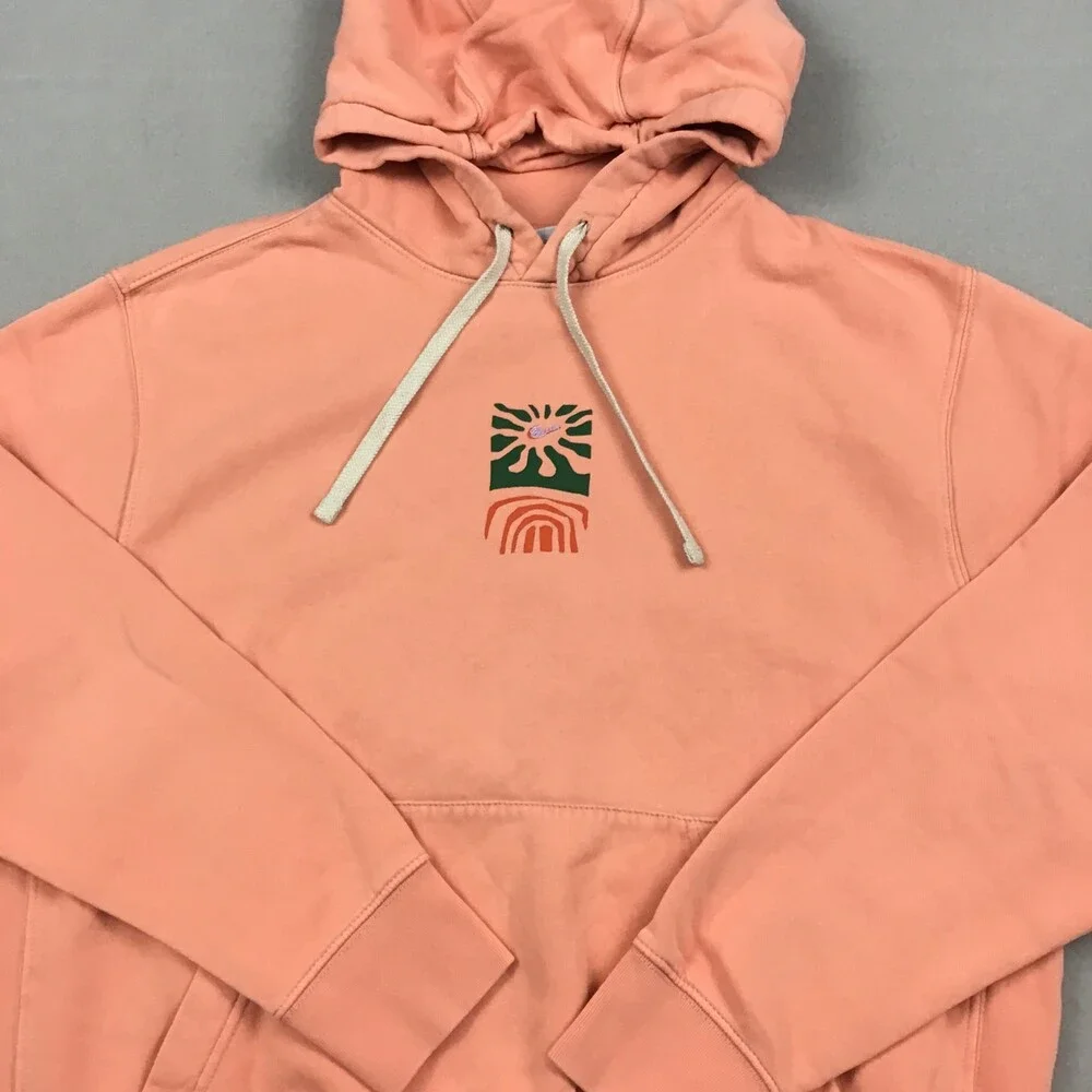 Nike Hoodie Men Medium Coral Graphic Club Fleece Essential Pullover Sweatshirt M